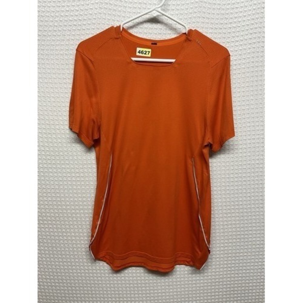Lululemon Orange Stretch Short Sleeve Tee Casual Running T-Shirt Men Medium